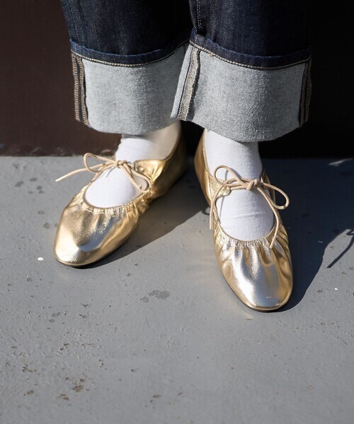 「FREAK'S STORE」 フラットパンプス 38 ゴールド レディース拍卖