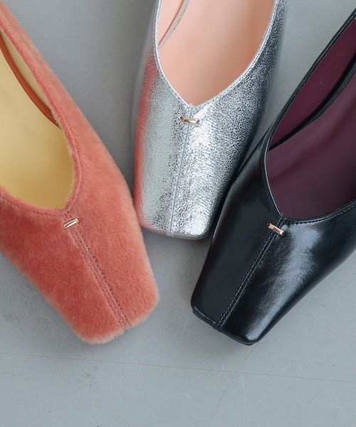 「EVOL」 フラットパンプス 24.0cm シルバー レディース拍卖