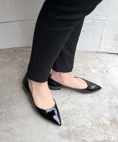 「SITTE」 フラットパンプス 24.0cm ブラック レディース拍卖