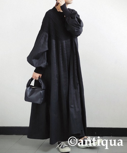 「antiqua」 「patterntorso」長袖ワンピース FREE ブラック レディース拍卖