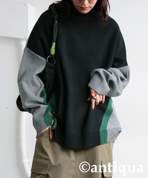「antiqua」 「patterntorso」長袖ニット ONESIZE ブラック レディース拍卖