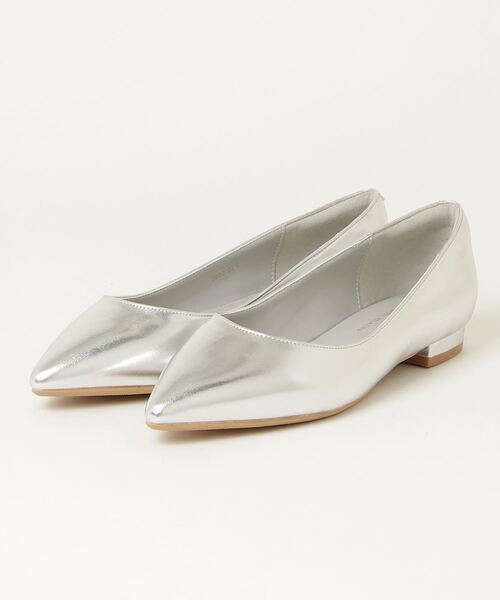 「green label relaxing」 フラットパンプス 24cm シルバー レディース拍卖