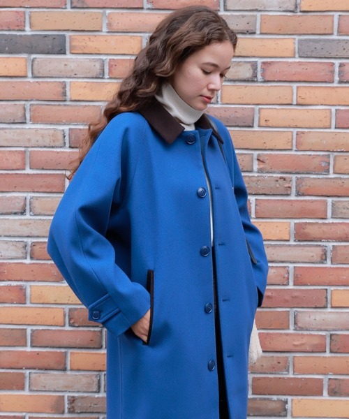 「niko and...」 ステンカラーコート MEDIUM ダークブルー レディース拍卖