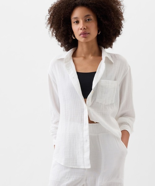 「GAP」 長袖シャツ XX-SMALL ホワイト レディース拍卖