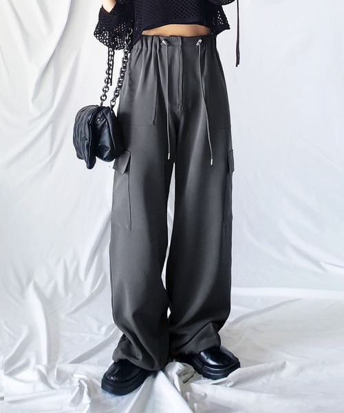 「me+em select」 カーゴパンツ SMALL チャコール レディース拍卖