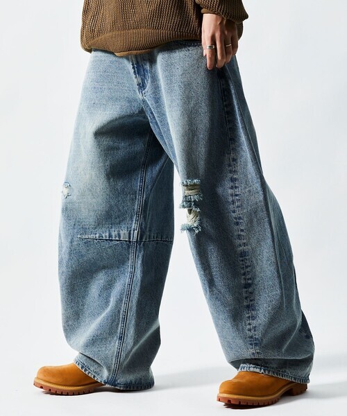 「FREAK'S STORE」 デニムパンツ MEDIUM ネイビー メンズ拍卖