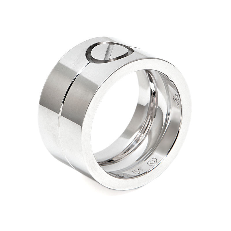 カルティエ ハイラブリング #51 11号 K18WG ハイLOVEリング ビスモチーフ 金無垢 指輪 幅広 ホワイトゴールド 地金16.5g 中古 送料無料拍卖