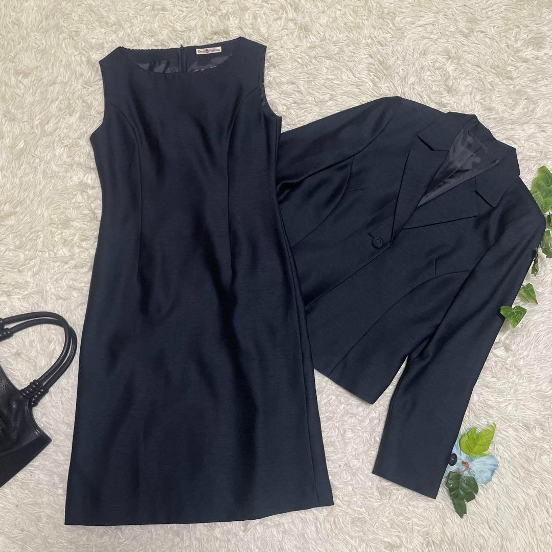 極美品 ディアプリンセス ワンピーススーツ ダークグレー セットアップ 冠婚葬祭 フォーマル レディース Mサイズ拍卖