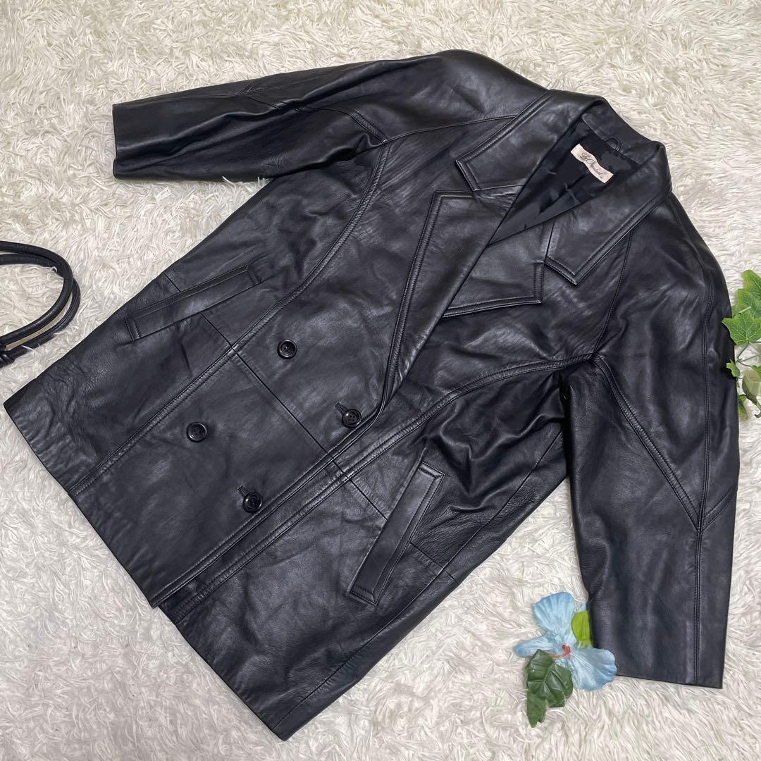 美品 LuiChantant ルイシャンタン ダブルレザージャケット 黒 本革 羊革 日本製 レディース 38 Mサイズ拍卖