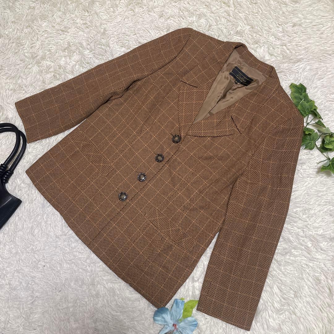 美品 Leilian レリアン テーラードジャケット シングル ベージュ レディース 大きいサイズ 13 XLサイズ拍卖