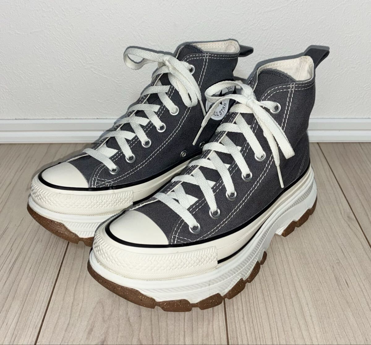 良品 CONVERSE ALL STAR TREKWAVE HI 1SE006 US5 24cm 24.0cm コンバース オールスター トレックウェーブ ハイ グレー 灰色 厚底 allstar拍卖