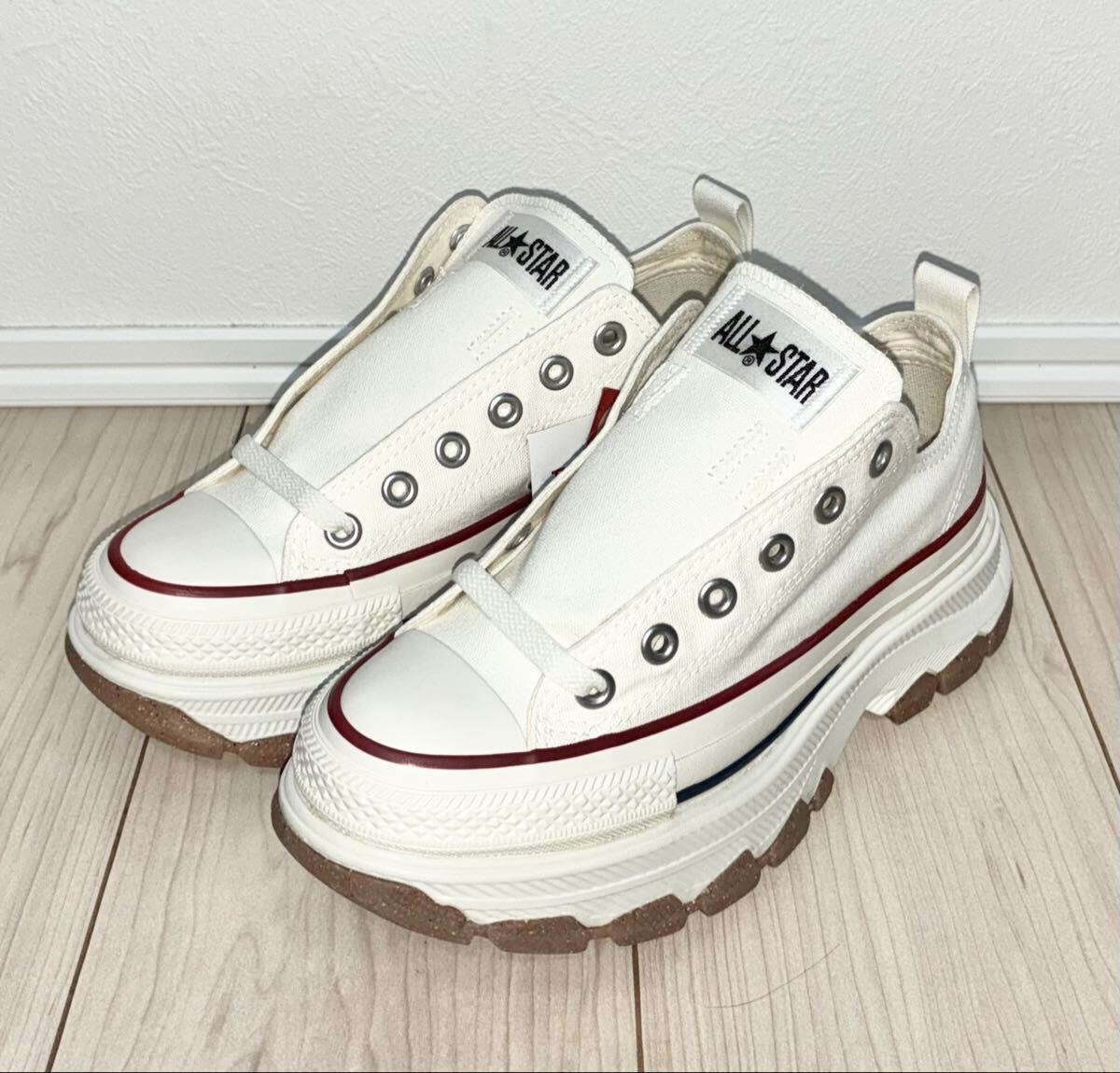 新品 CONVERSE ALL STAR TREKWAVE OX 1SD665 US5 24cm コンバース オールスター トレックウェーブ オックス ロー ホワイト 白 厚底 allstar拍卖