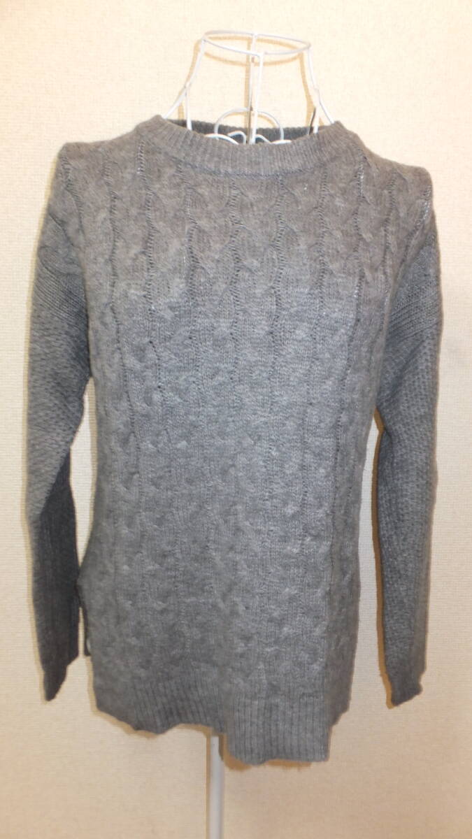 ★GU★Ladies knit sweater ash sizeS レディースセーター長袖サイズS USED IN JAPAN グレイASH拍卖
