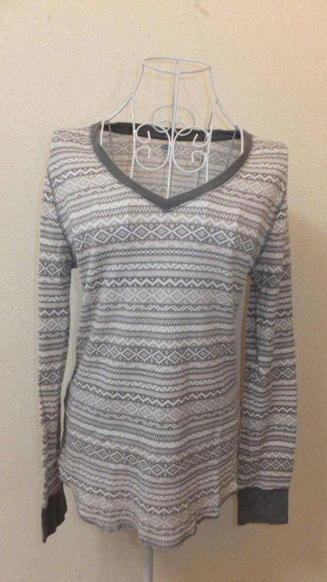 ★OLD NAVY★オールドネイビーレディースVネックトップス長袖シャツサイズL 身幅42Cm 着丈64Cm LONG SLEEVE TOPS LADIES USED IN JAPAN拍卖