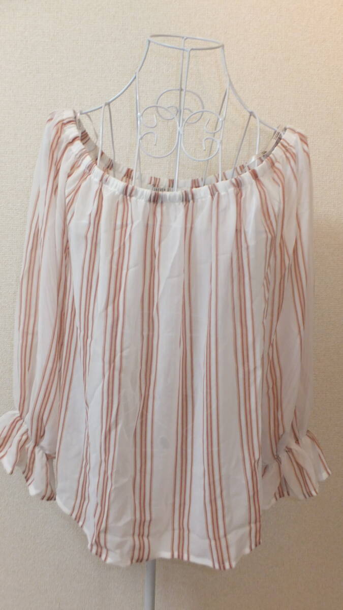 ★FOREVER 21★フォーエバー21ストライプレディーストップスドレスシャツサイズL Ladies Tops Striped Dress shirts size L USED IN JAPAN拍卖