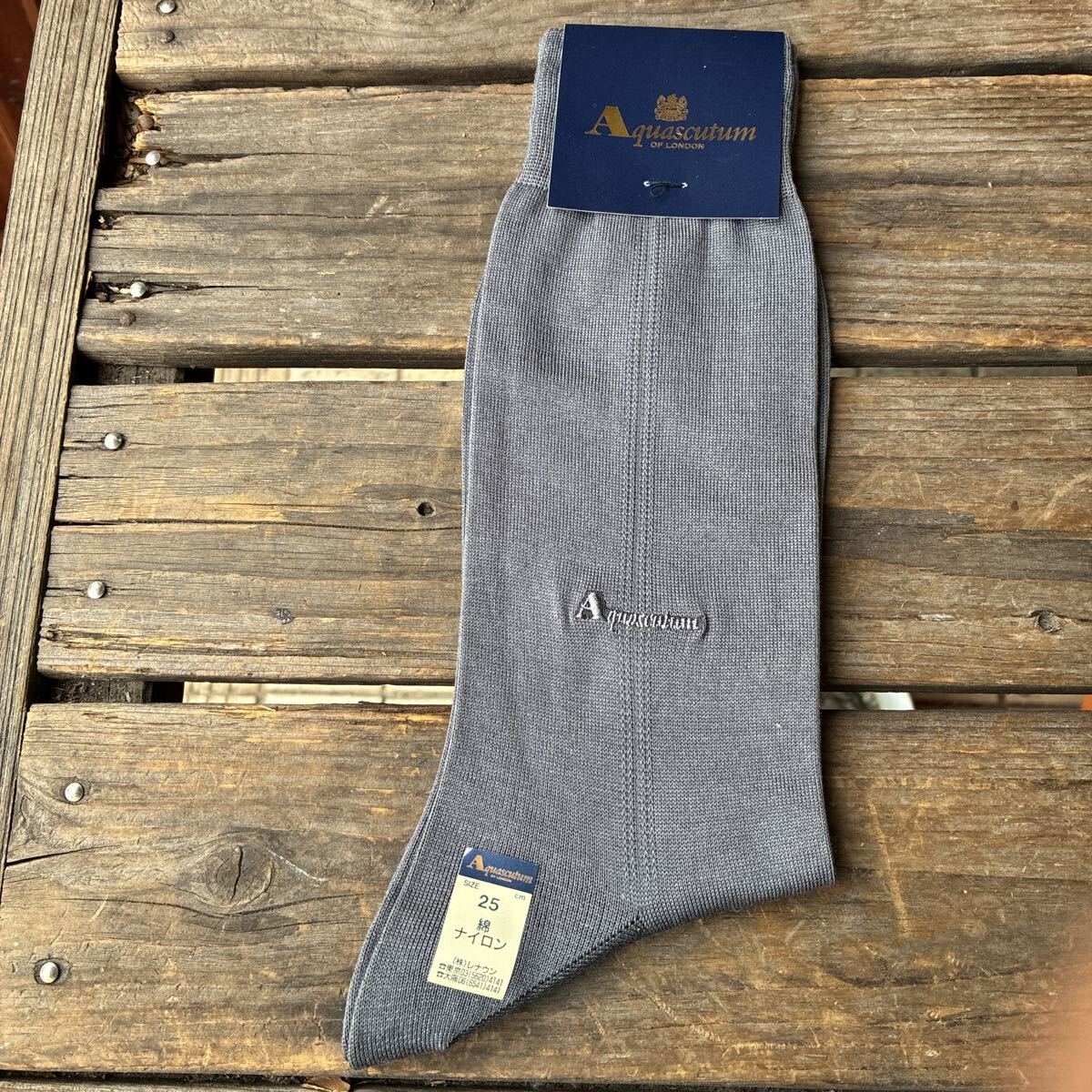 Aquascutum アクアスキュータム ソックス 靴下 紳士 メンズ 25cm グレー 未使用拍卖