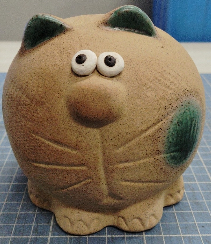 【猫 陶器 貯金箱】置物 ネコ 縁起物 レトロ 陶磁器 工芸品 インテリア【B2-1②】1119拍卖