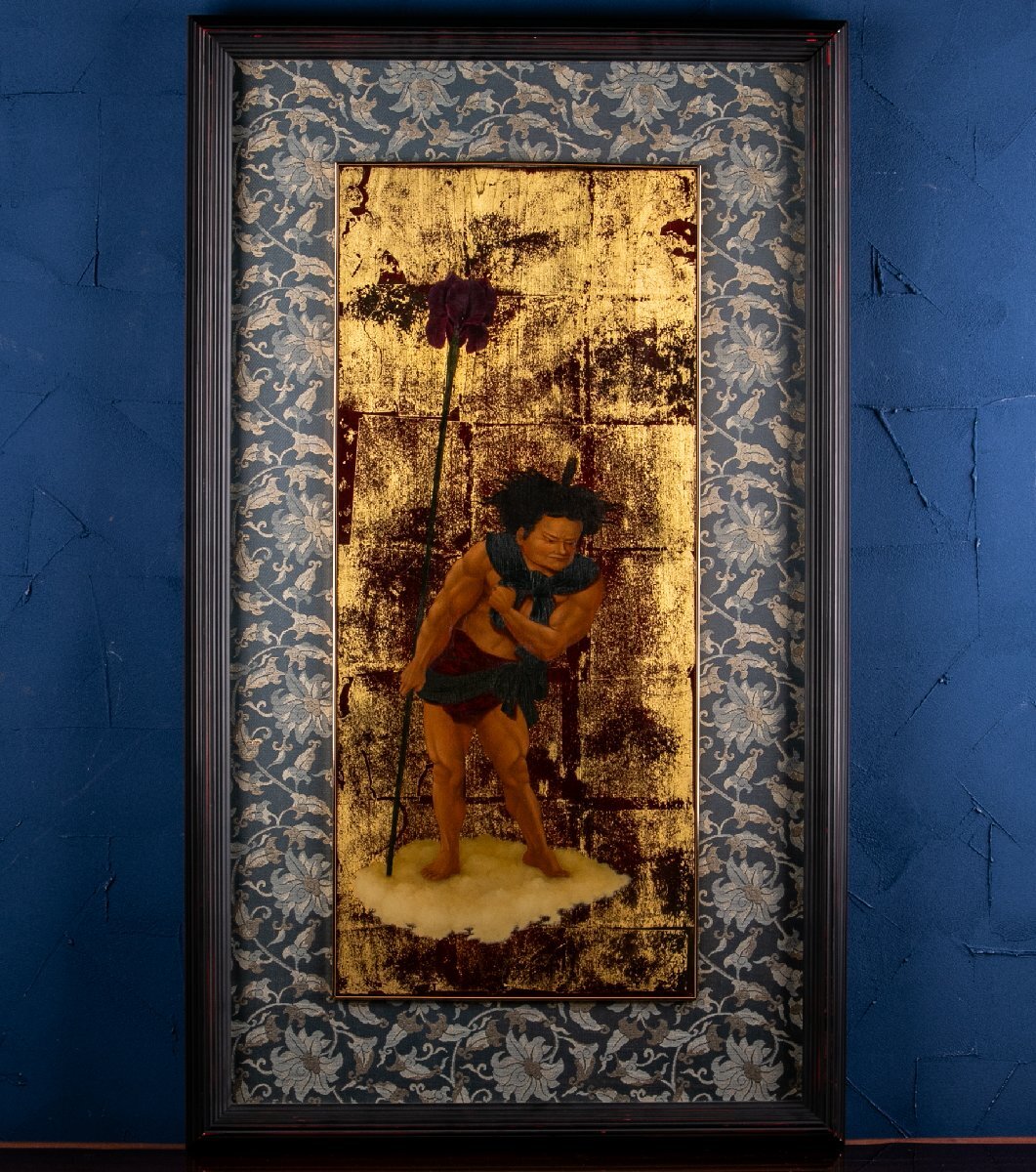 【うつわ】 伴清一郎 (ばんせいいちろう) 油彩 テンペラ 『 童子雲遊 』 1991年 額装 F025 古美術 古玩 絵画 ギャラリー カフェ拍卖