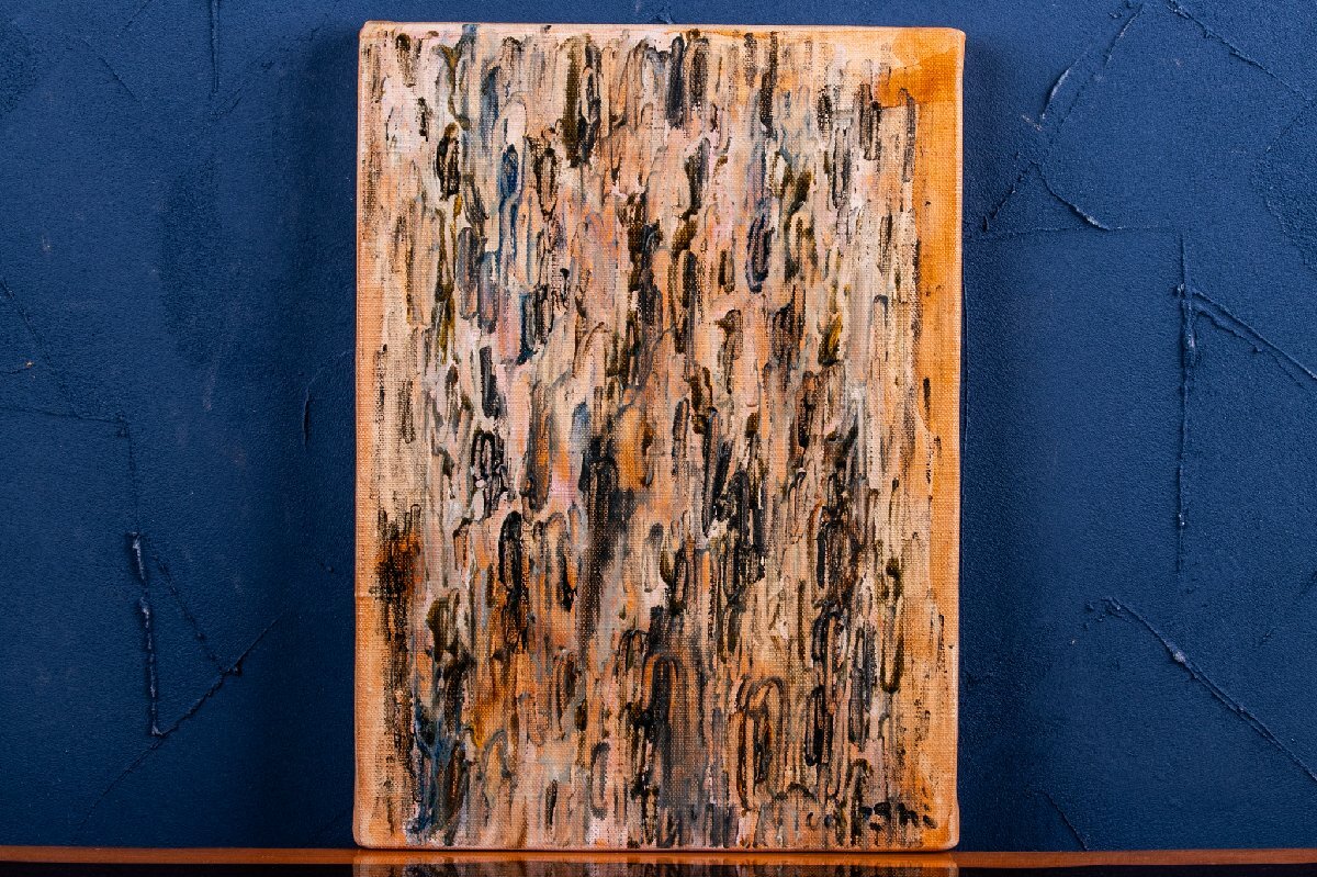 【うつわ】 松本威 (まつもとおどし) 油彩 『 RANDOM-SUR におおいかぶさって 』 1989年 キャンバス F4号 F018H 古美術 絵画 ギャラリー拍卖