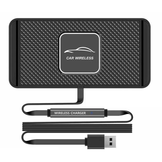 ズレないスマホワイヤレス充電器マットラバー スマホ 置くだけ充電器USB式 iphone/android幅広い互換性15w/10w/7.5w出力 高速充電 カットok拍卖