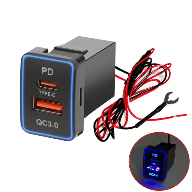 トヨタ車用電源ソケット2 QC3.0 急速充電USBポート PDポート スマホ&タブレット充電器 USB電源 スイッチホール トヨタ 増設キットAタイプ拍卖