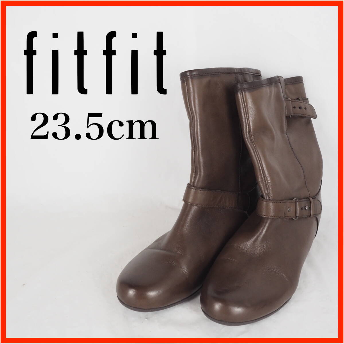 GB0975*fitfit*フィットフィット*レディースショートブーツ*23.5cm*茶拍卖