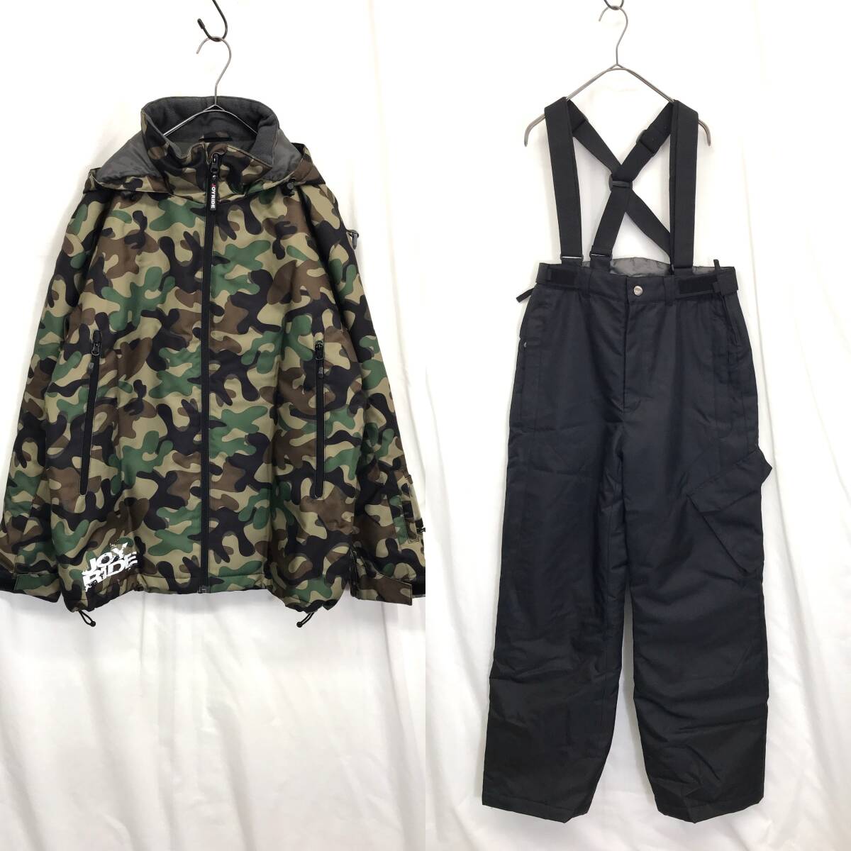 JZ0819★JOYRIDE : カモ柄スキーウェア 上下セット★M★迷彩柄×ブラック メンズセットアップ スノーボード ジョイライド拍卖