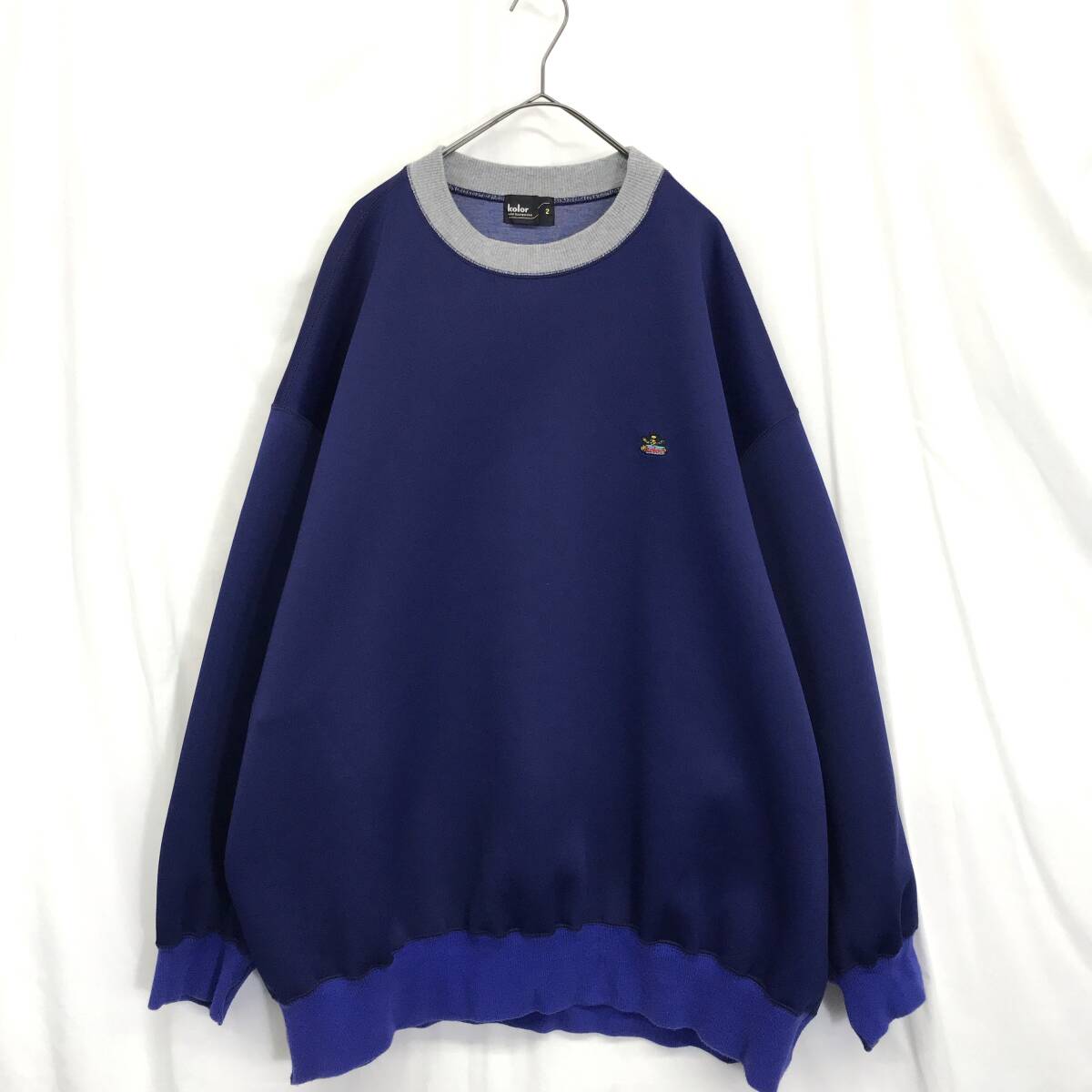 KZ1065★Kolor : 21aw ロゴ入りダンボールPO クルーネック★2★パープル系 定価¥61,600- スウェット トレーナー オーバーサイズ拍卖