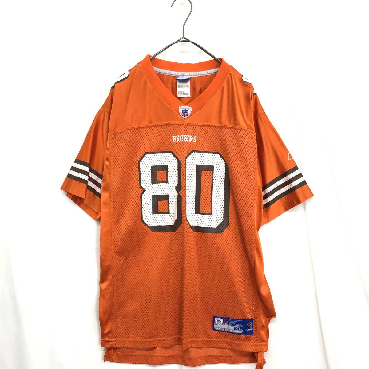 JZ0836★Reebok : NFL EQUIPMENT ゲームシャツ★XL★オレンジ 00 BROWNS 半袖拍卖