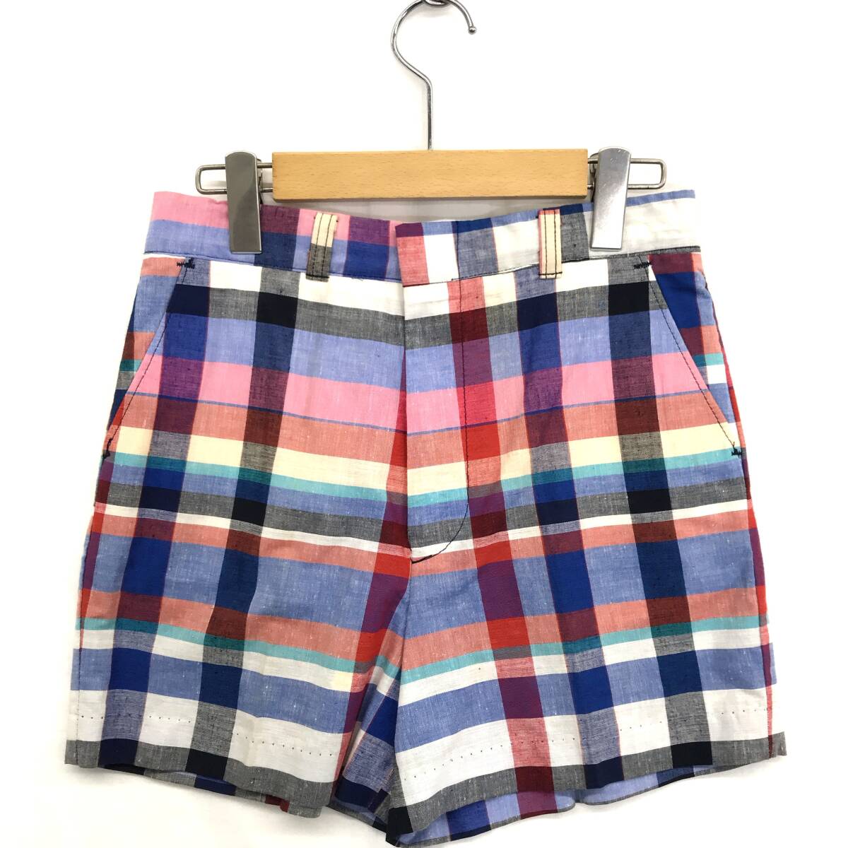 JZ0845★DEECEE : 80s90s デッドストック ショートパンツ★16★赤系 ブロックチェック柄 タグ付き拍卖