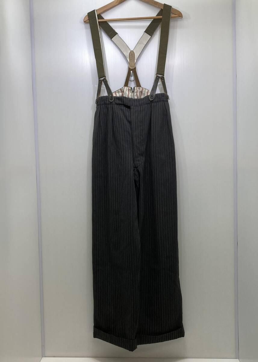 【中古】vintage ヴィンテージ サスペンダー付 スラックス W32 L30 ブラック系 ストライプ地拍卖