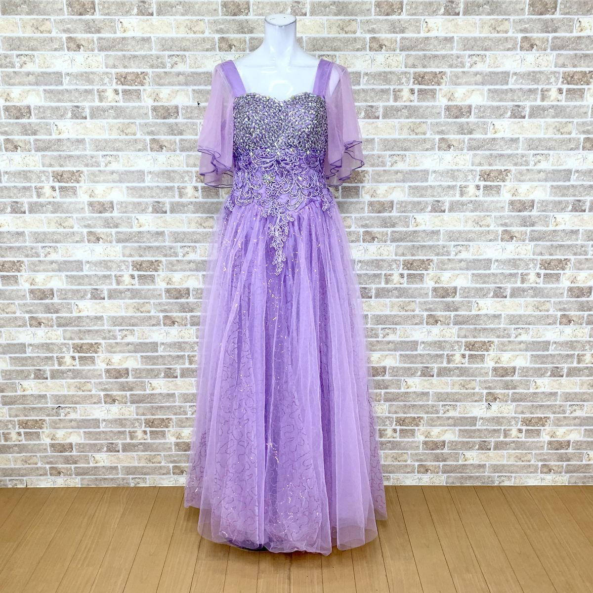 1円 ドレス ICHIOKU 舞台衣装 ロングドレス 紫系 ダブルファスナー カラードレス キャバドレ 発表会 中古15922拍卖