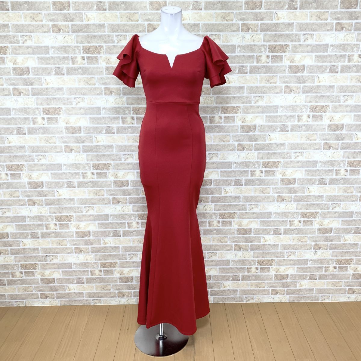 1円 ドレス QUIZ マーメイド ロングドレス 赤系 パーティードレス カラードレス 発表会 イベント 中古15916拍卖