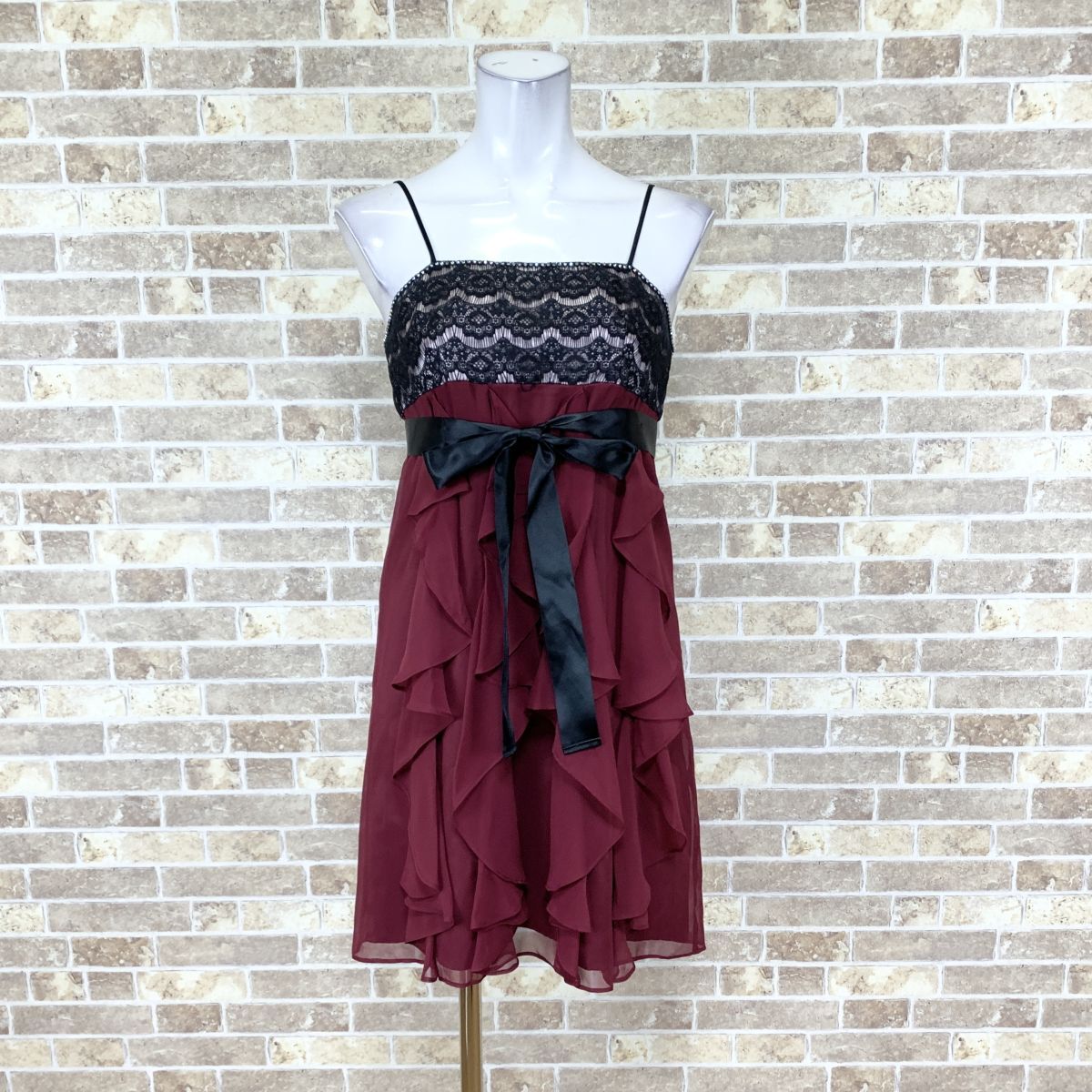 1円 ドレス SCOT CLUB ワンピース 9号 黒赤系 カラードレス キャバドレ 発表会 イベント 中古15939拍卖