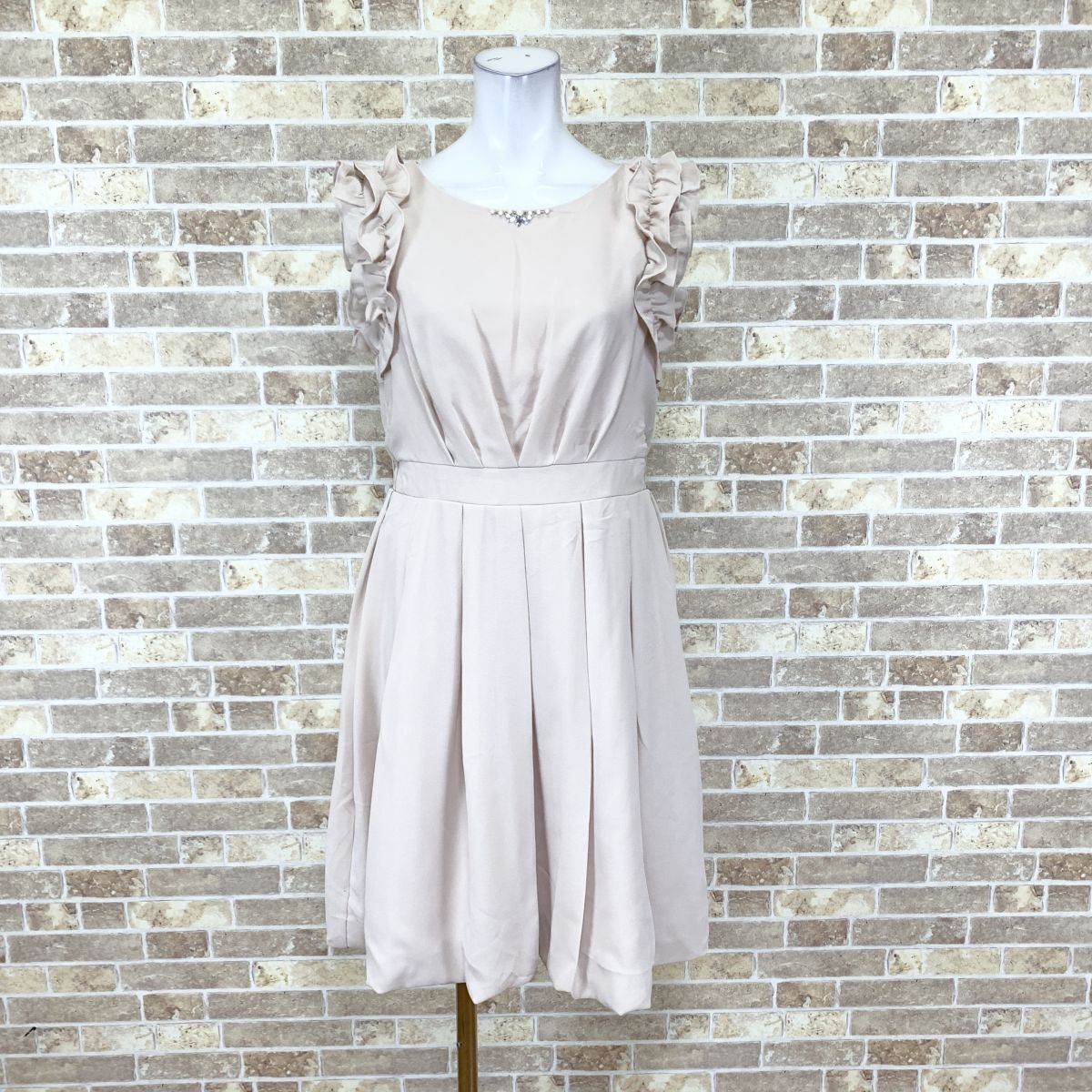 1円 ドレス Pure House ワンピース M 薄ピンクベージュ系 ロリータファッション カラードレス キャバドレ 中古15988拍卖