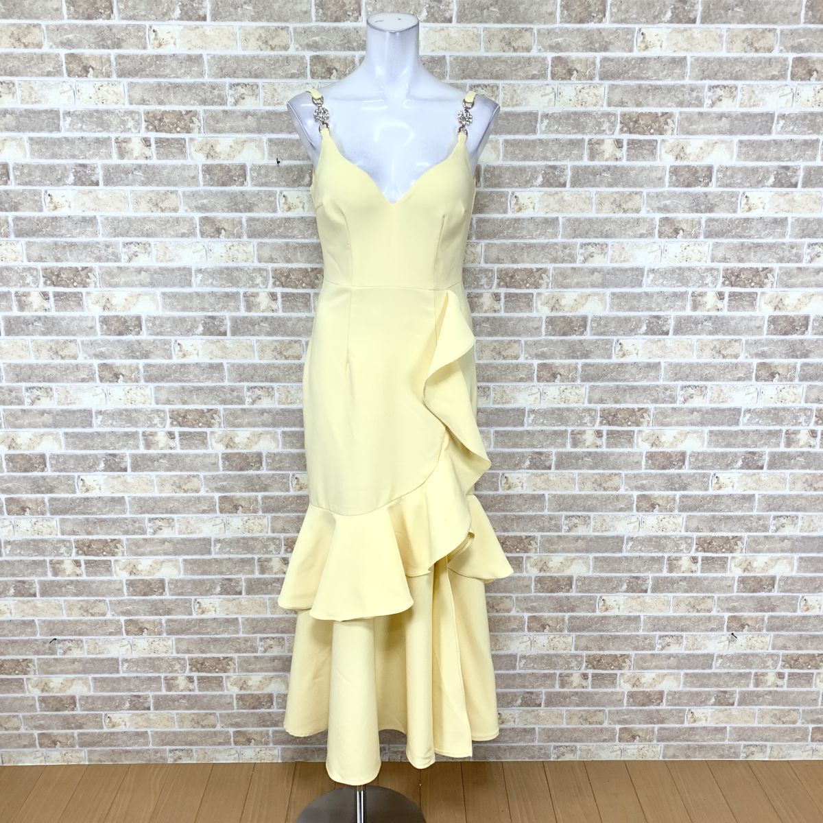 1円 GLAMOROUS by Andy ロングドレス M 黄系 パーティードレス カラードレス キャバドレ 発表会 中古16006拍卖