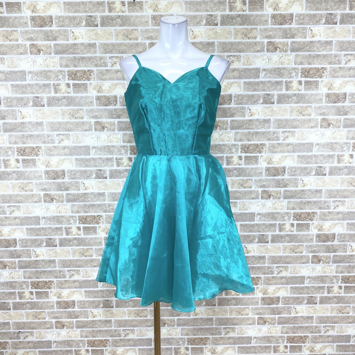 1円 ドレス ワンピース 緑系 カラードレス キャバドレ 発表会 イベント 中古16008拍卖