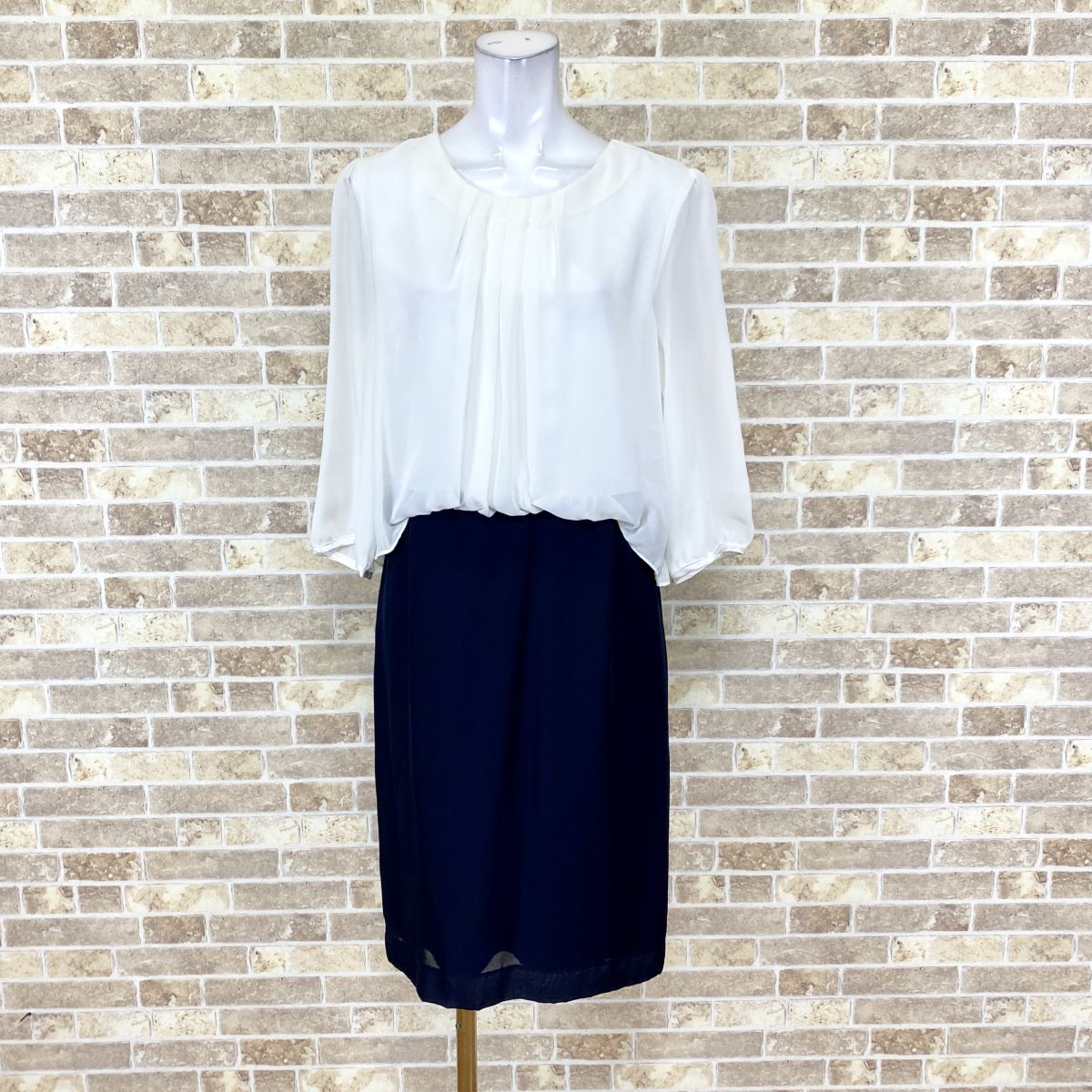 1円 ドレス May Dee ワンピース 9AR 白黒 カラードレス キャバドレ 発表会 イベント 中古16014拍卖