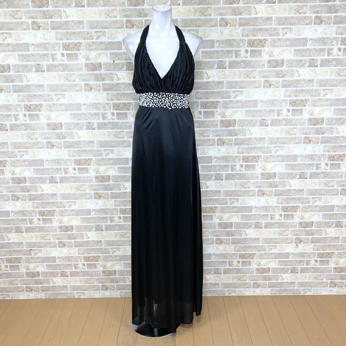 1円 ドレス Girlstyle ホルターネックドレス 黒 パーティードレス カラードレス キャバドレ 発表会 イベント 中古16078拍卖