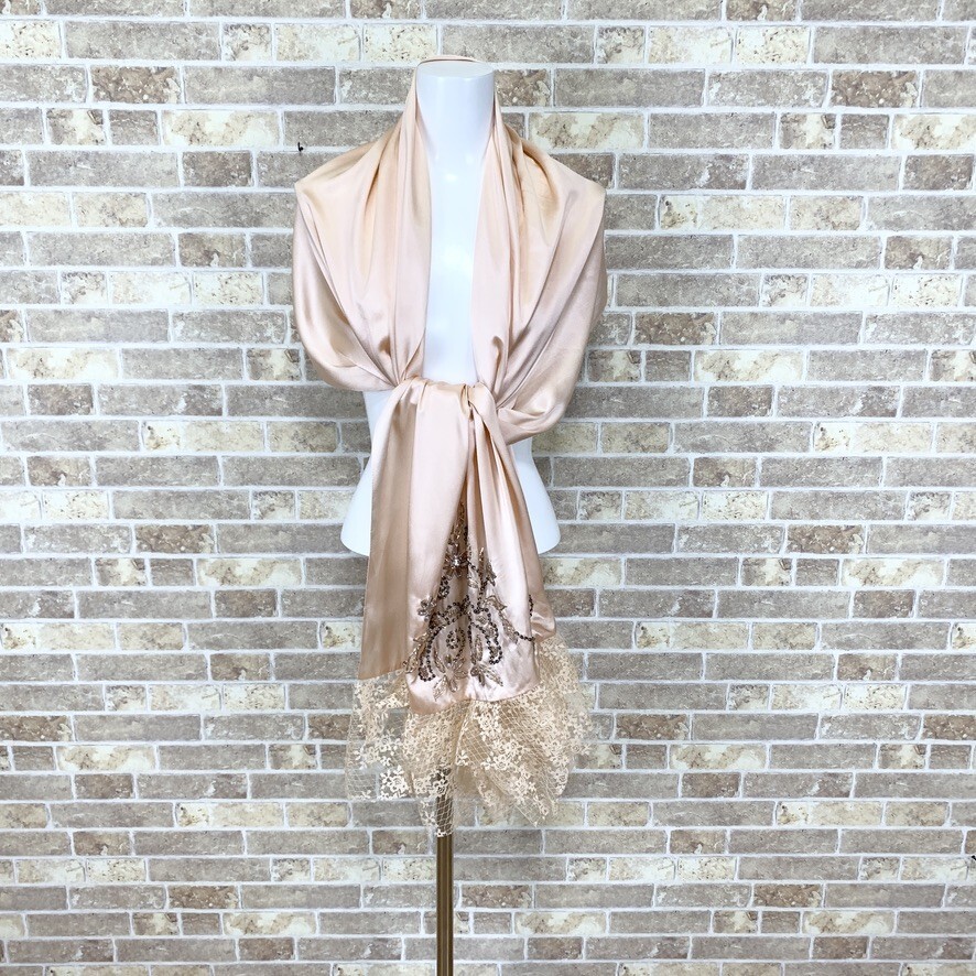 1円 ストール 【ネコポス可】 ピンク系 200×50 二次会 結婚式 発表会 フォーマル イベント 中古15892拍卖