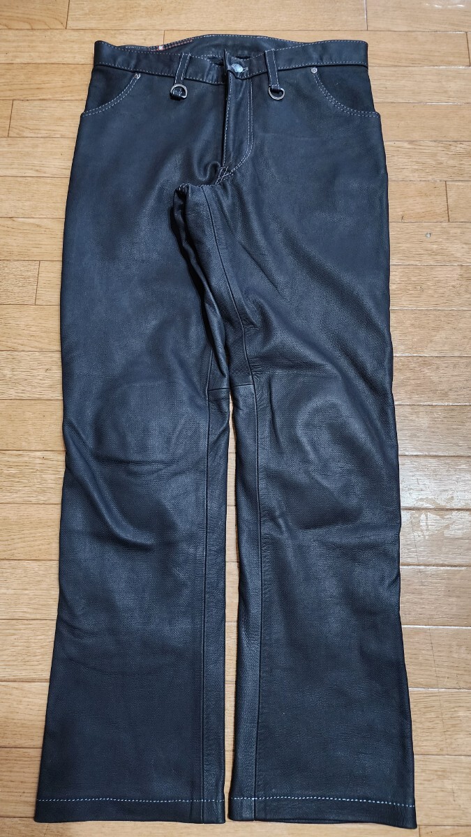 【31】HYOD スマートレザーパンツ D3O 牛革ウォッシャブル加工 ブラック クシタニ エクスプローラージーンズと同 ストレート拍卖