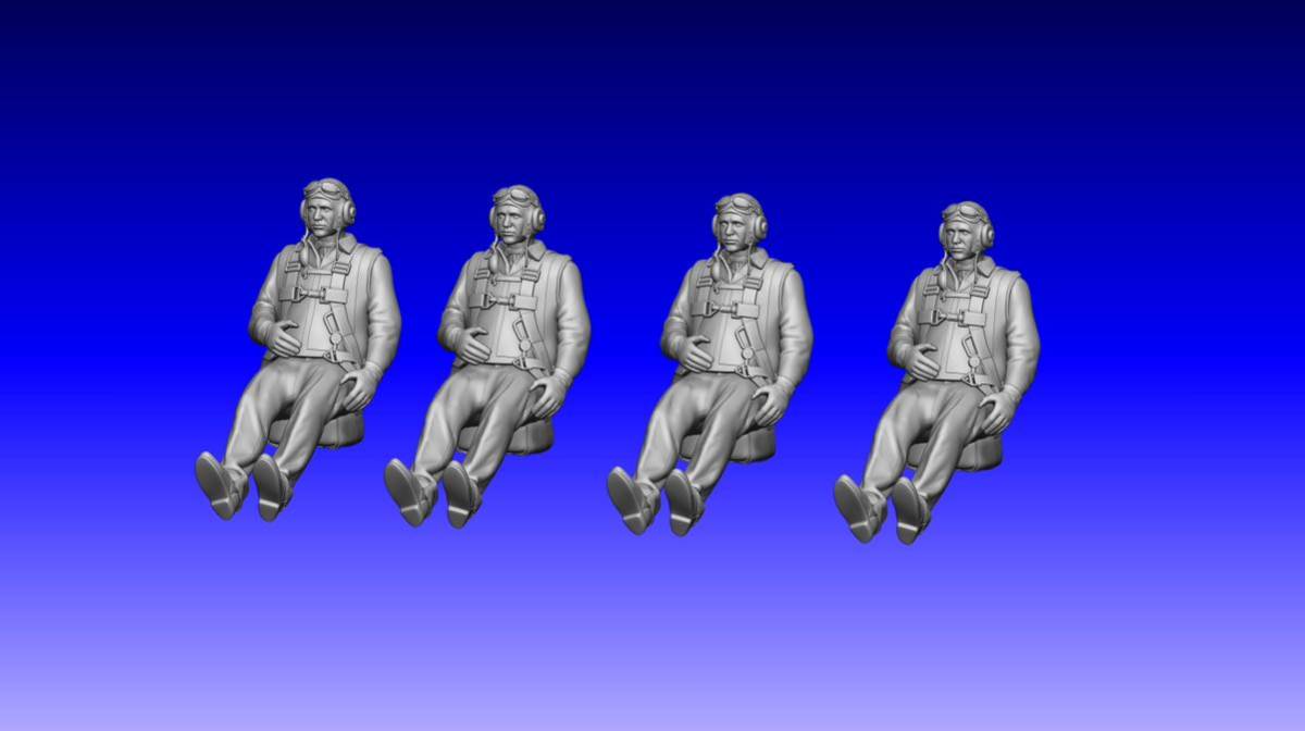 1/144レジンキット 未塗装 WWⅡ イギリス軍 パイロット 兵士フィギュア 4体 座リ姿 ワールドタンクミュージアム【同梱可】230919拍卖