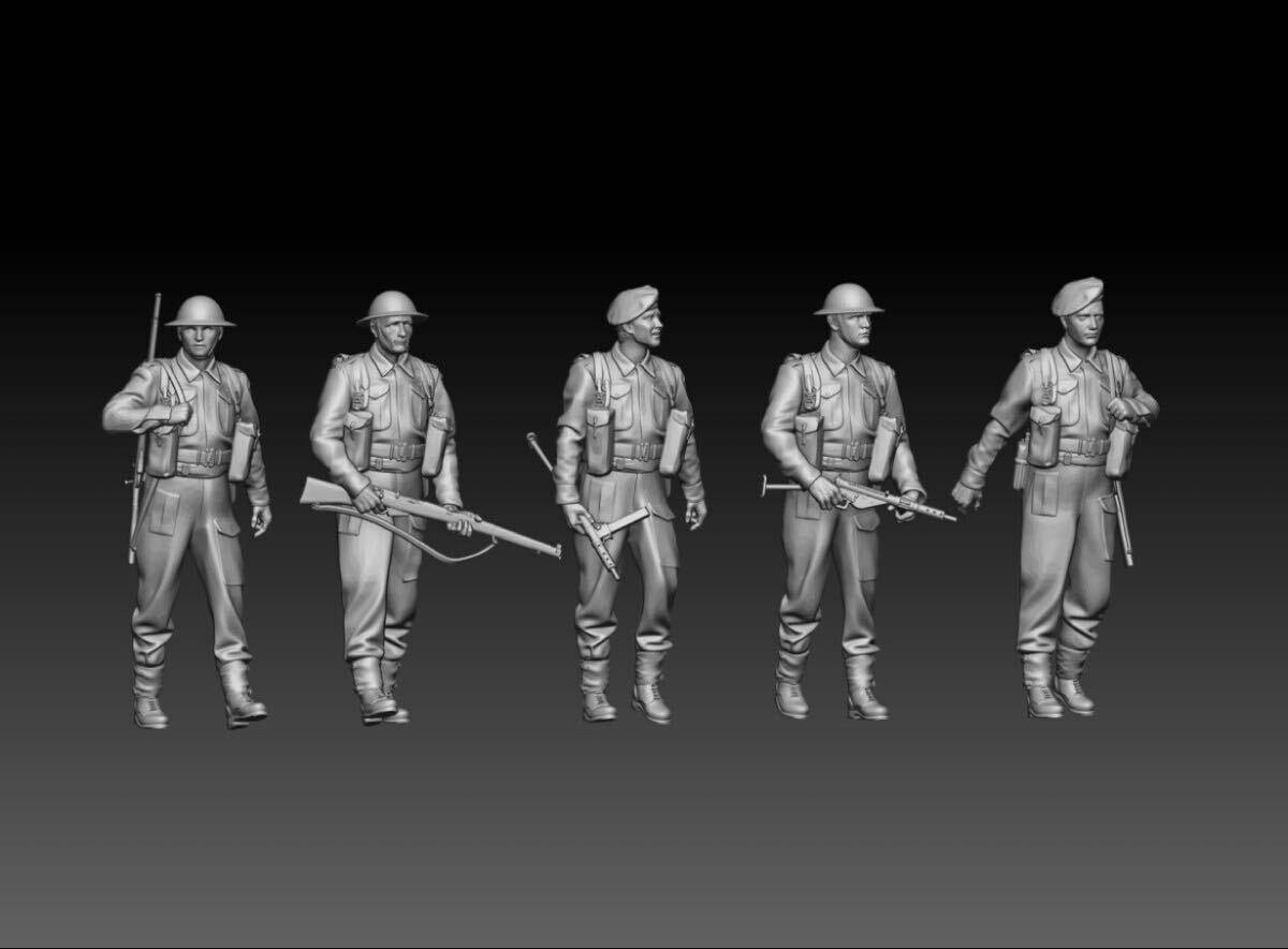 1/72 レジンキット 未塗装 WWⅡ イギリス軍 兵士フィギュア 5体 251102拍卖
