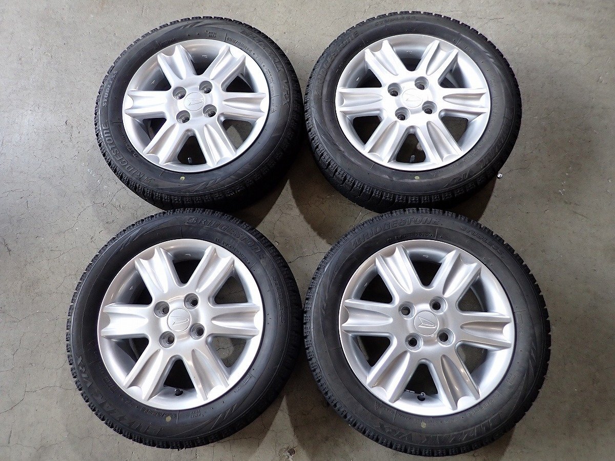 YS19007【送料無料155/65R14】ダイハツ純正 タント ミイライース ムーブ 中古スタッドレスセット ■14×4.5J 100/4H ET45■ 1円スタート拍卖