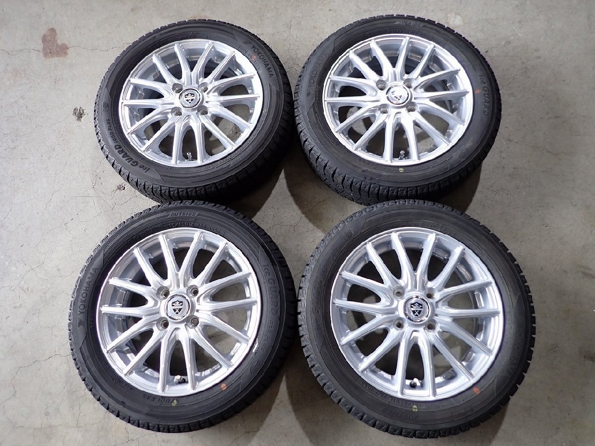 YS19102【送料無料155/65R14】タント スペーシア N-BOXなどへ 2021年製 中古スタッドレスセット■14×4.5J 100/4H ET45■ 1円スタート拍卖