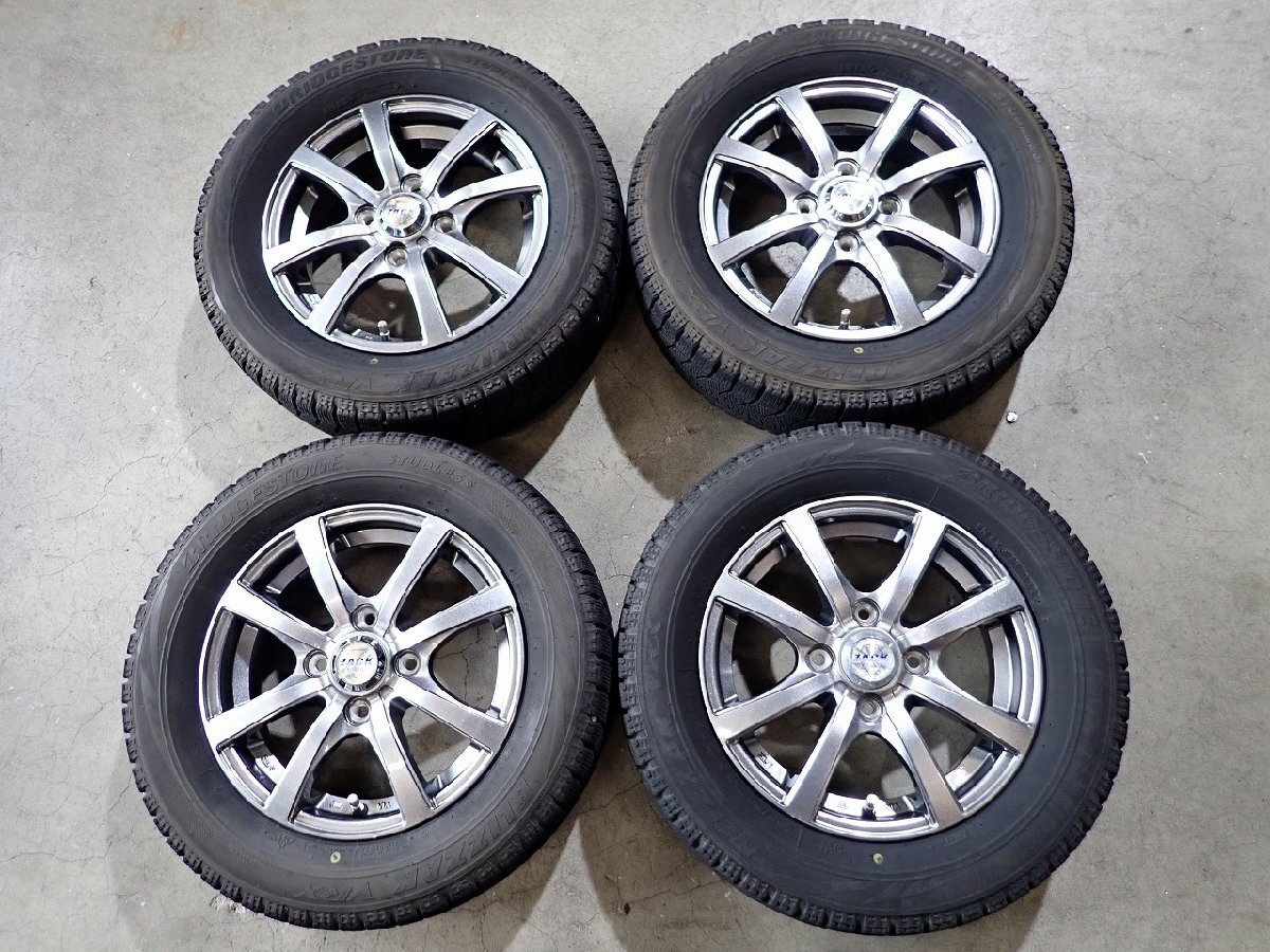 YS19111【送料無料165/65R13】アトレーワゴン ミラなどへ ブリヂストン 中古スタッドレスセット ■13×4J 100/4H ET42■ 1円スタート拍卖