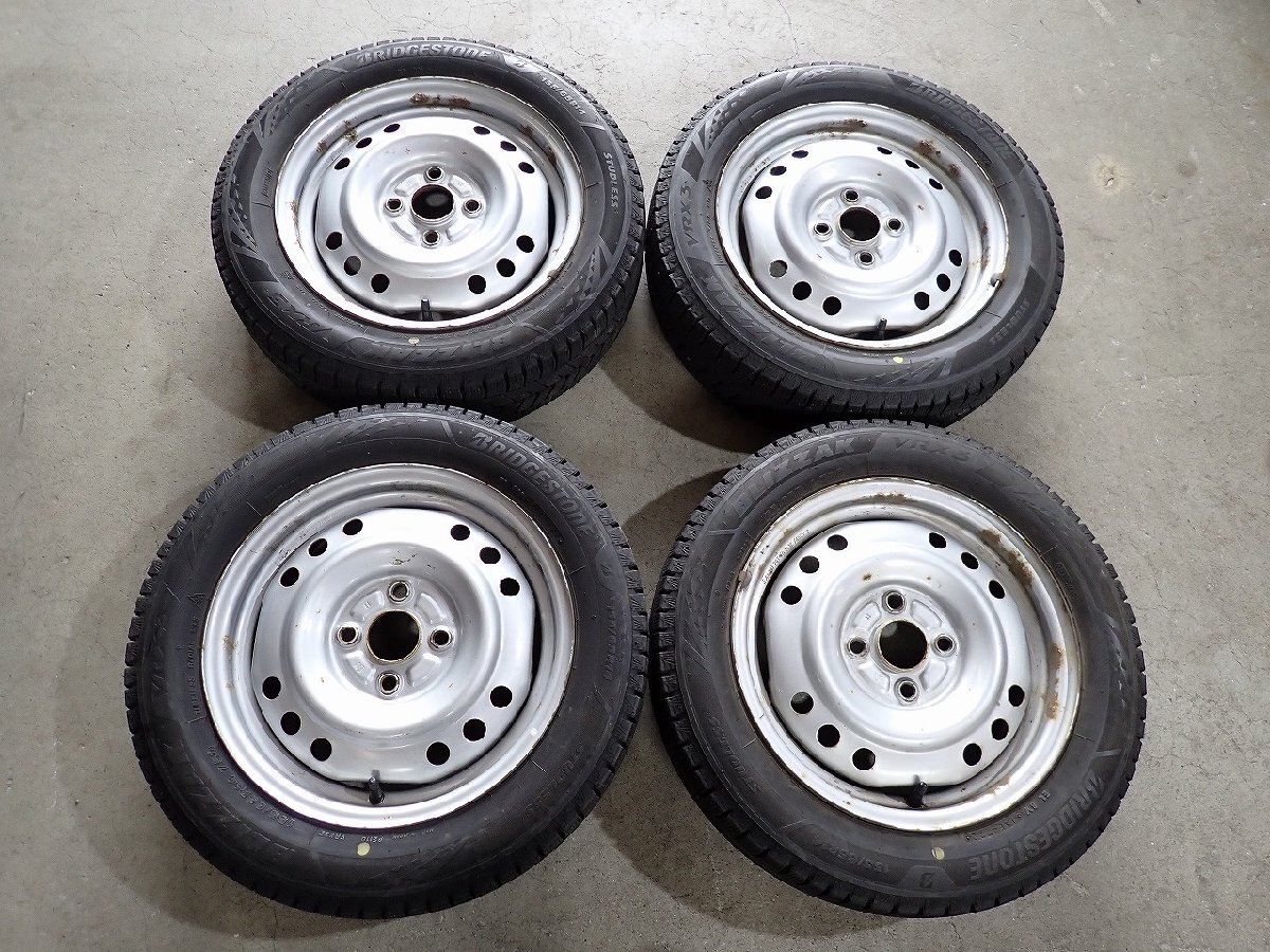 YS23008【送料無料155/65R14】タント ムーブ ミライース ウェイクなどに 中古スタッドレス ●14×4.5J 100/4H ET約45●1円スタート拍卖