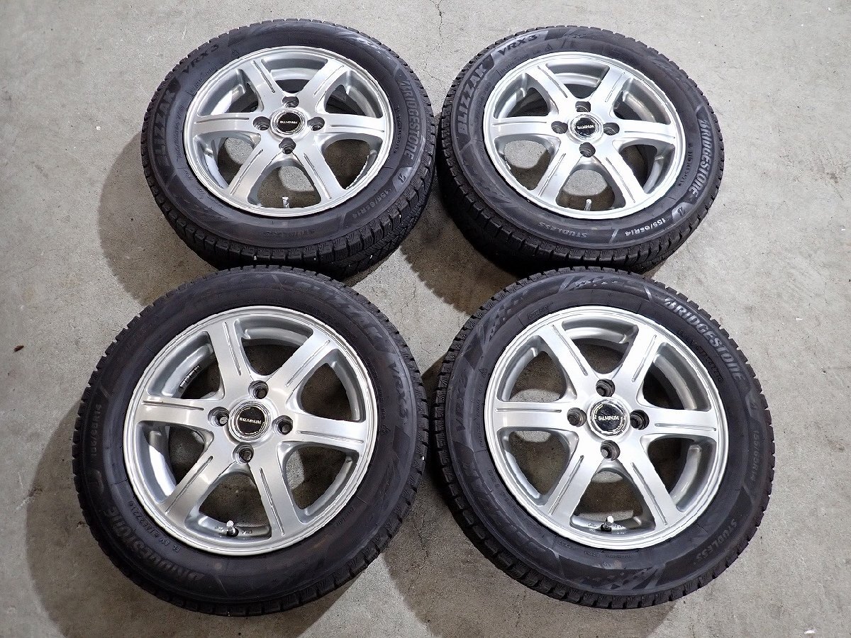 YS23028【送料無料155/65R14】N-BOX タント スペーシア デイズ デリカミニ等に 中古スタッドレス ●14×4.5J 100/4H ET45●1円スタート拍卖