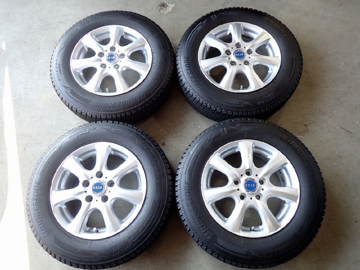 YS22980【送料無料175/80R15】テリオスキッド パジェロミニ等 ブリヂストン 中古スタッドレス ★15×5.5J 114.3/5H ET47★1円スタート拍卖