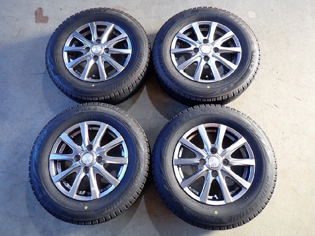 YS23002【送料無料145/80R13】モコ MRワゴン タント スペーシア N-BOXなどに 中古スタッドレス ■13×4J 100/4H ET42■1円スタート拍卖